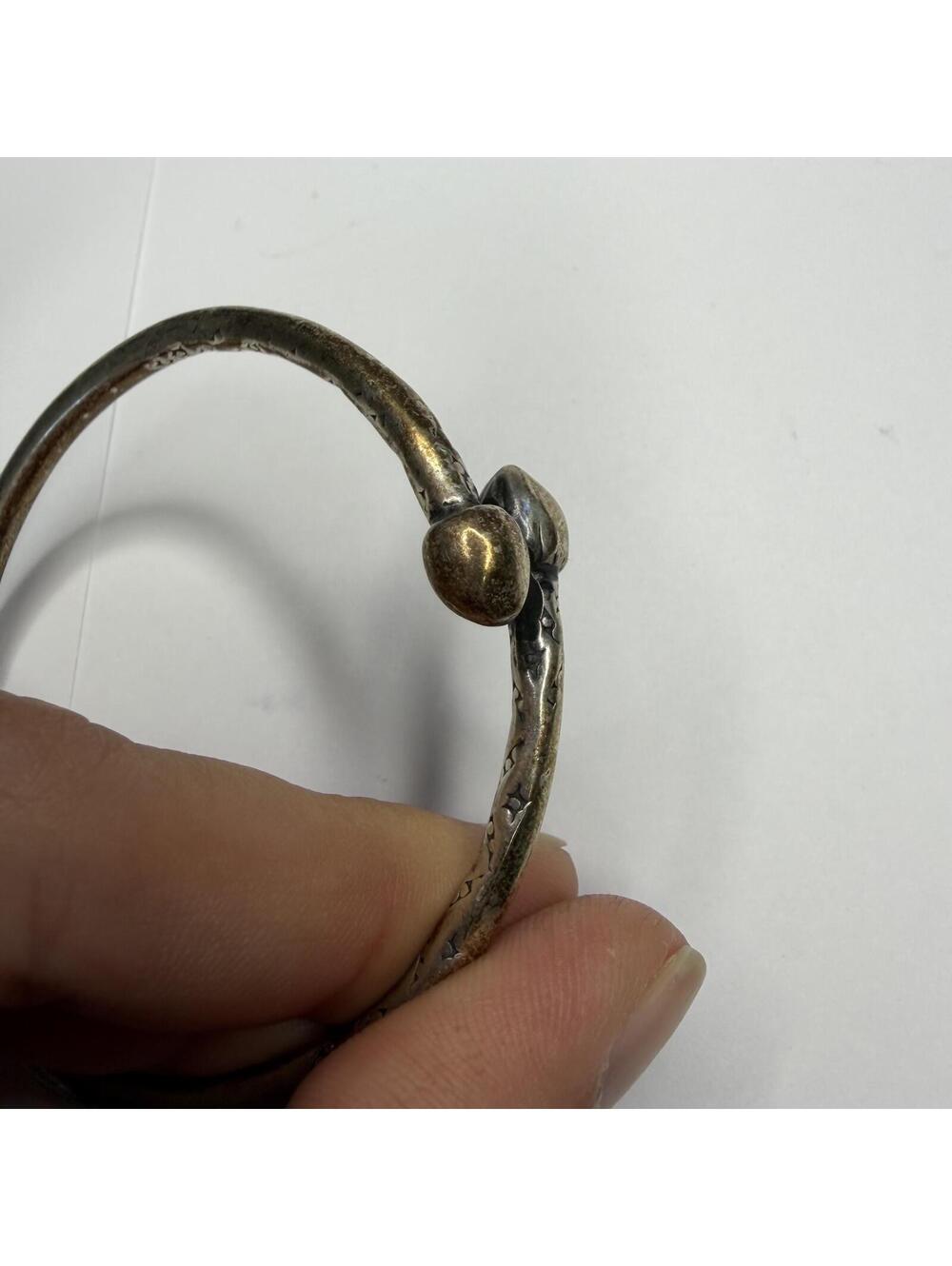 Snake head sterling bangle vintage/antique - Picture 3 of 5